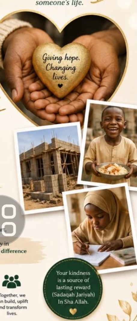 Community support artwork showing helping hands, a construction project and children